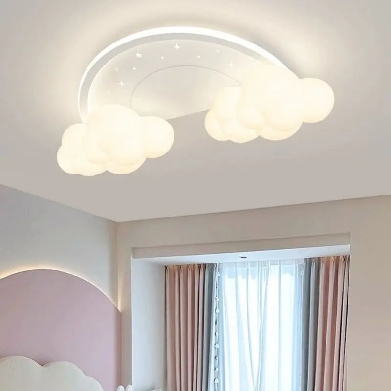 plafonnier moderne et chaleureux pour chambre enfant décor nuage arc-en-ciel - vue 2 sur 11