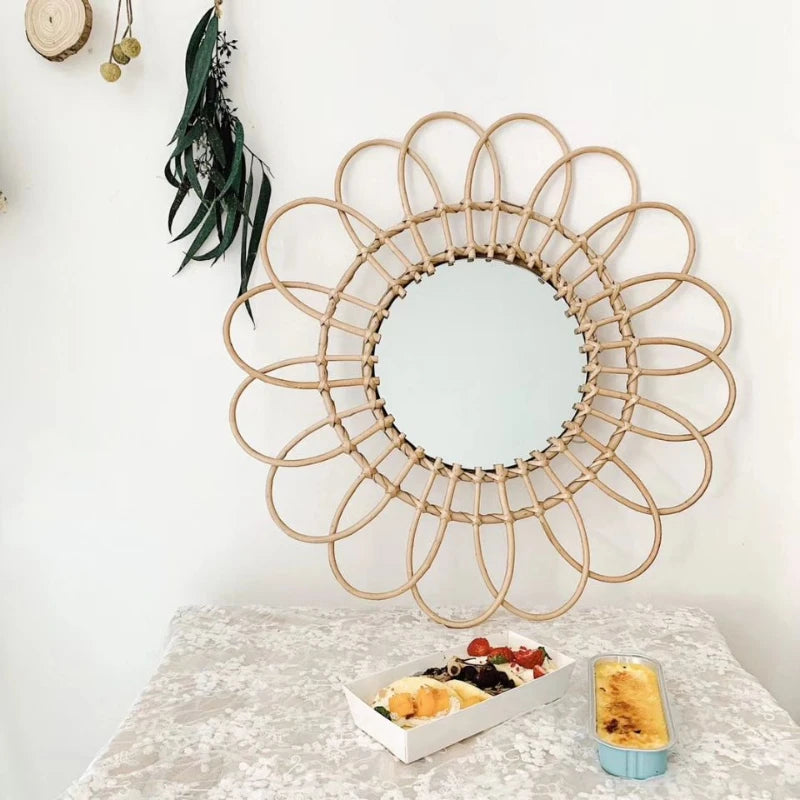 miroirs décoratifs ronds en macramé pour un style nordique - vue 3 sur 12