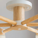 lustre nordique décoratif en verre et bois