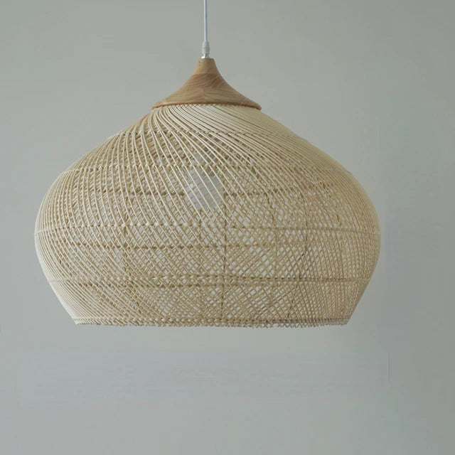 Modern art minimalist retro chandelier suitable for living room, dining room, farmhouse, natural rattan and willow chandelier - vue 6 sur 21