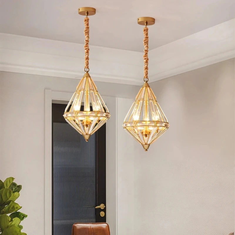 suspension en cristal doré design nordique pour décoration élégante - vue 3 sur 7