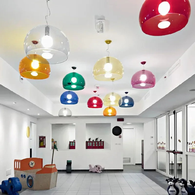 Italian Designer Dome Pendant Lamp Colorful Acrylic Chandelier Ceiling Suspenion Hanging Light with E27 Bulb - vue 4 sur 19