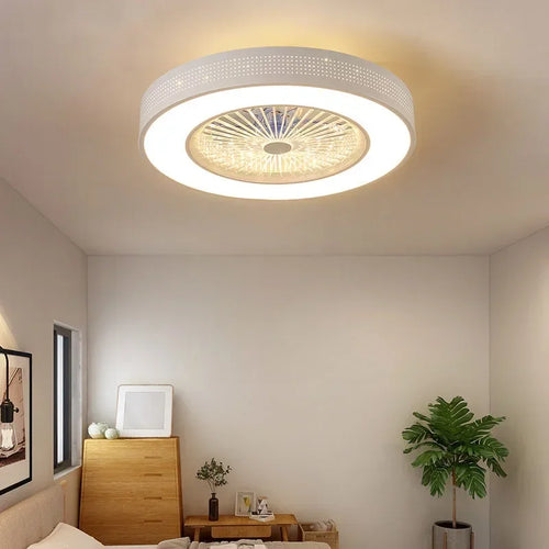ventilateur de plafond moderne avec lumière led et télécommande - vue 3 sur 12