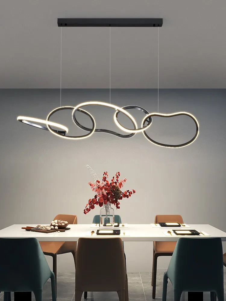lustre moderne simple nordique luxe en acier inoxydable galvanisé - vue 3 sur 10