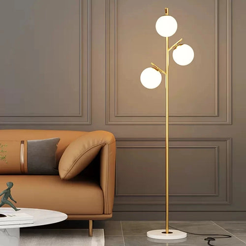 Modern glass floor lamps LED round spheres minimalist standing lighting E27 - vue 2 sur 7