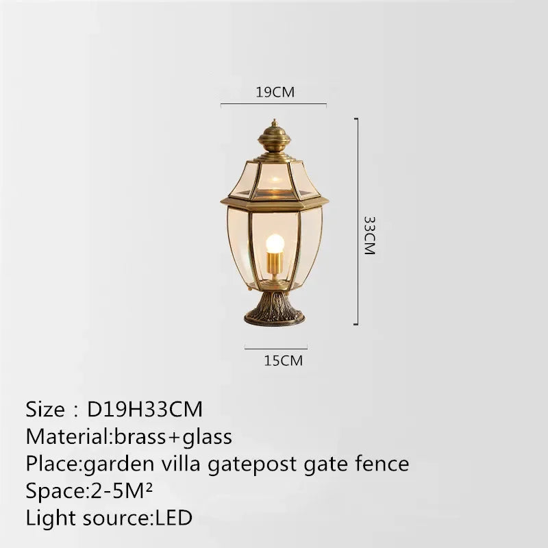 lampe de jardin classique en laiton éclairage extérieur étanche rétro - vue 7 sur 8