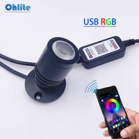 Smart RGB LED spotlight with Bluetooth control and adjustable colour