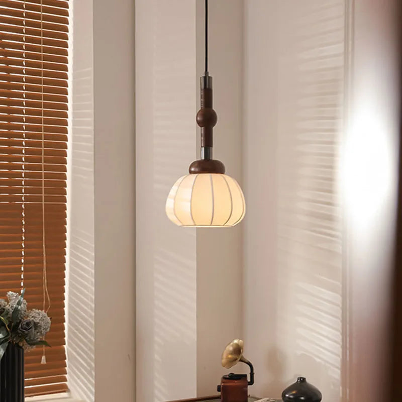 lustre de style chinois en soie et bois pour maison et magasin - vue 3 sur 7