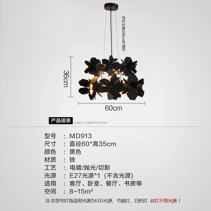 lustre à led moderne en fer pour décoration intérieure - vue 4 sur 8
