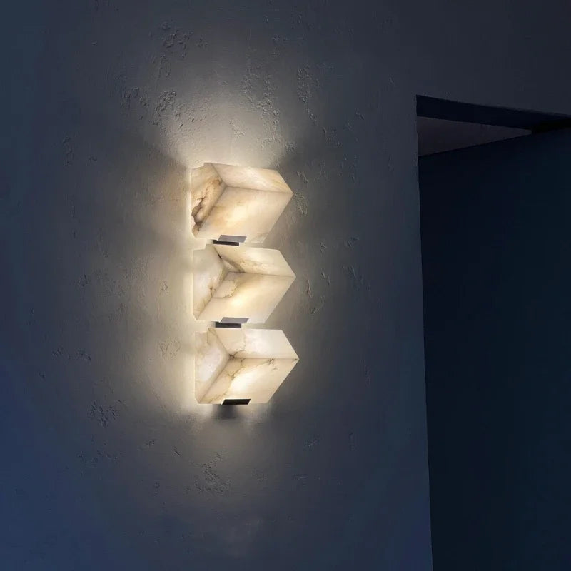 applique murale moderne en marbre avec lumières led