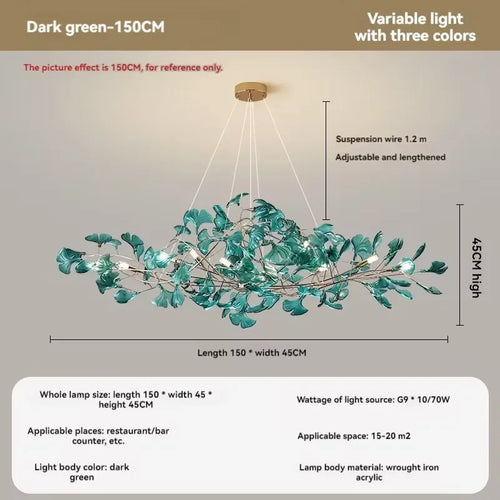 lustre romantique nordique artpad avec feuilles en acrylique pour la maison - vue 13 sur 21