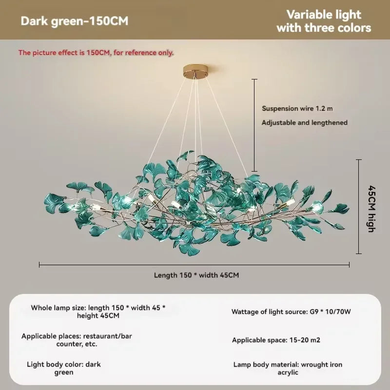 lustre romantique nordique artpad avec feuilles en acrylique pour la maison - vue 12 sur 21