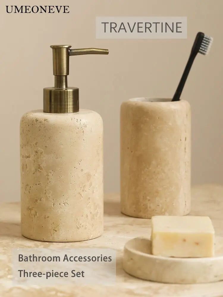porte-brosse à dents en travertin luxe pour salle de bain - vue 12 sur 15