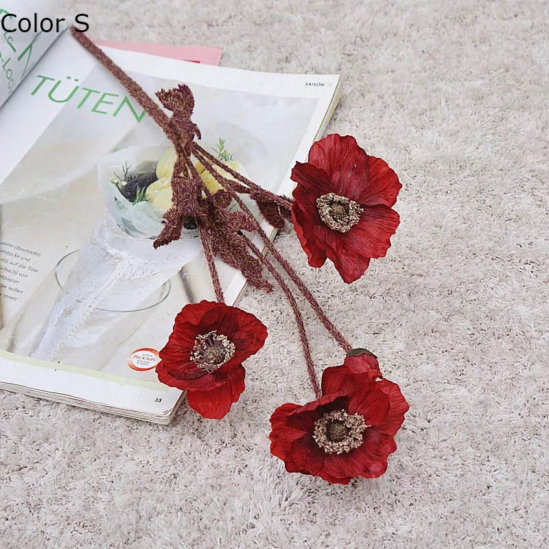 nouveau décor de jardin fleurs de pavot artificielles pour fête - vue 11 sur 26