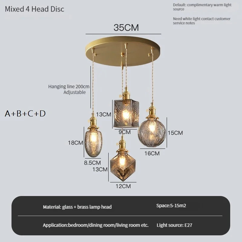 suspension vintage avec interrupteur et abat-jour en verre cristal - vue 13 sur 22