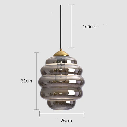 suspension moderne en verre teinté pour décoration intérieure - vue 16 sur 24