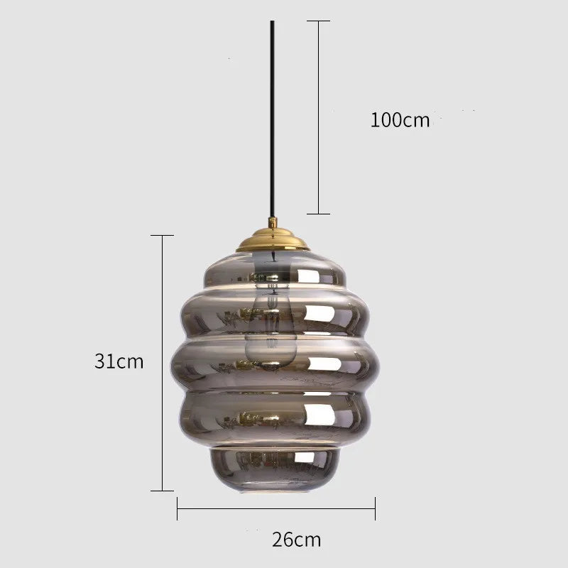 suspension moderne en verre teinté pour décoration intérieure - vue 15 sur 24