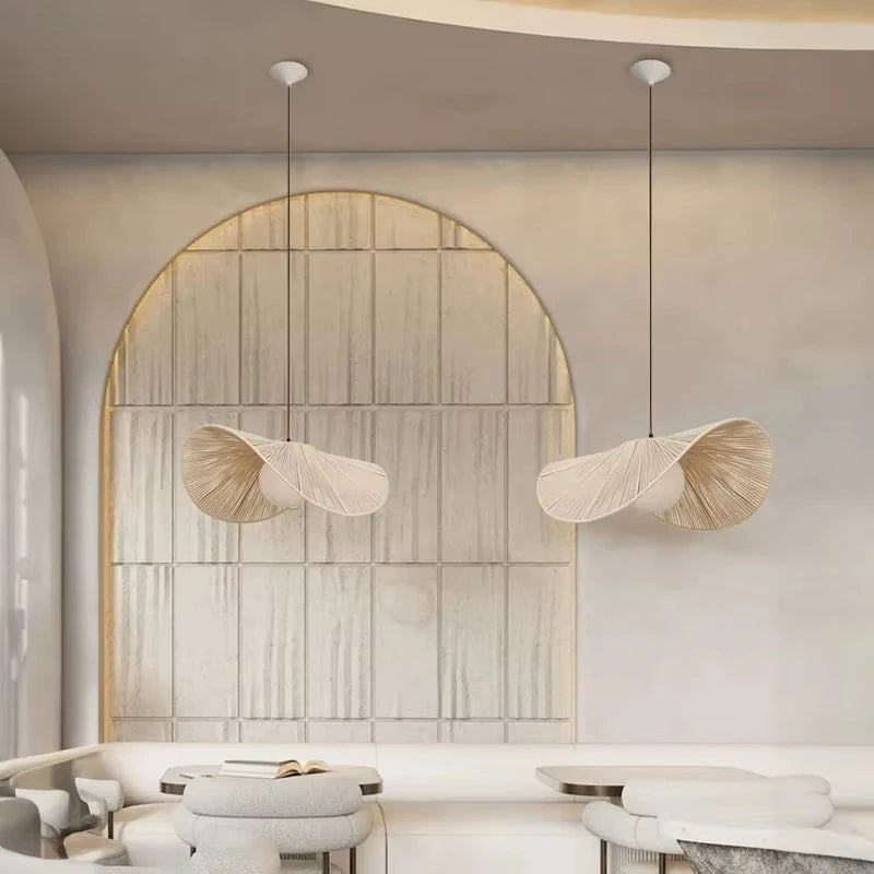suspension japonaise en rotin style wabi sabi pour décoration moderne