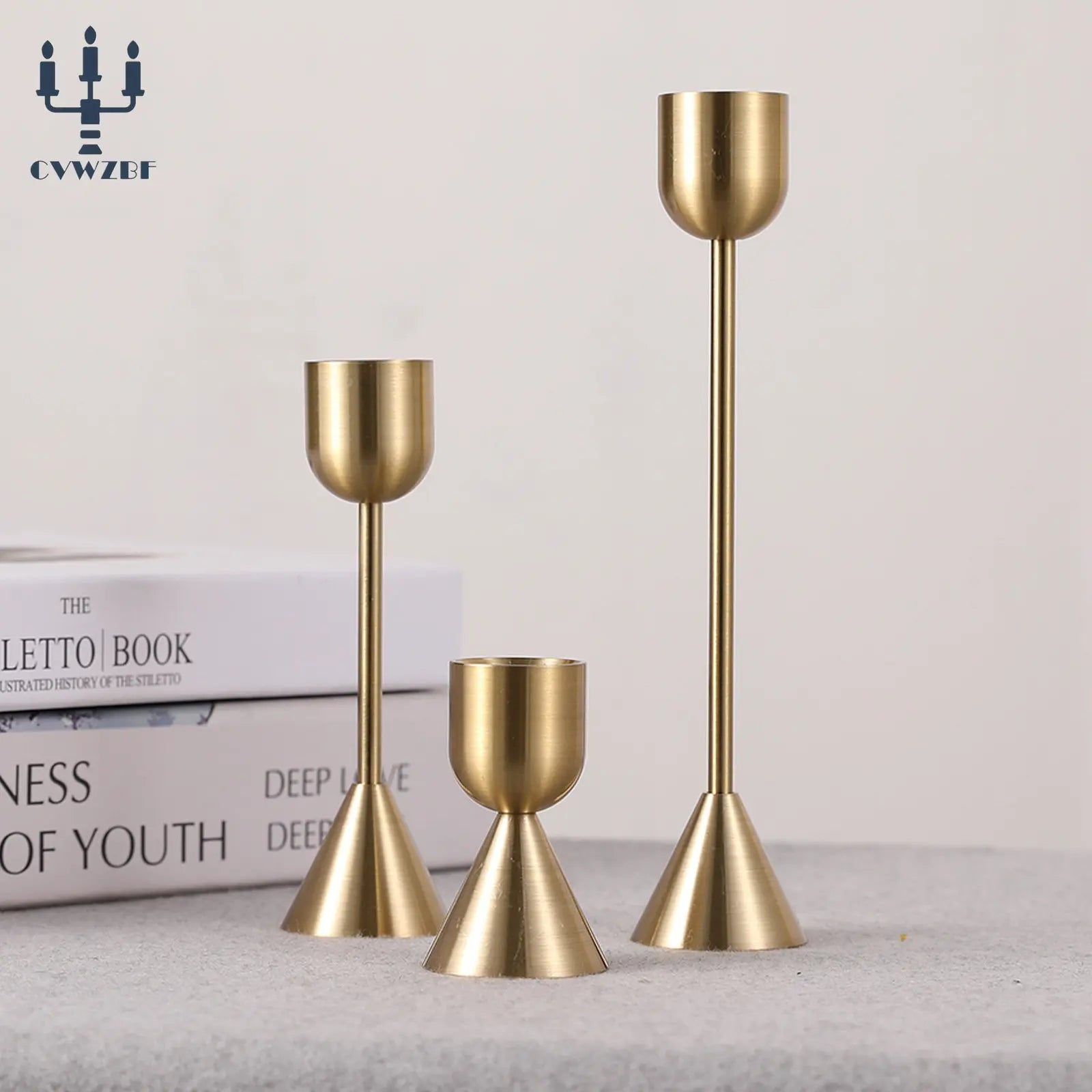 lot de 3 bougeoirs en métal décoration élégante pour mariage et fêtes - vue 6 sur 21
