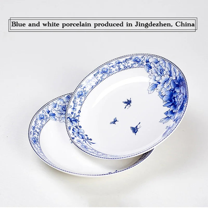 Assiettes porcelaine style chinois motif floral poisson