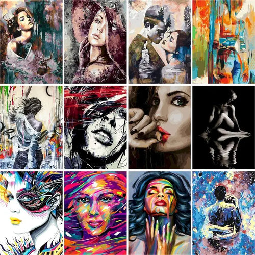 kit peinture par numéro pour fille portrait art déco maison