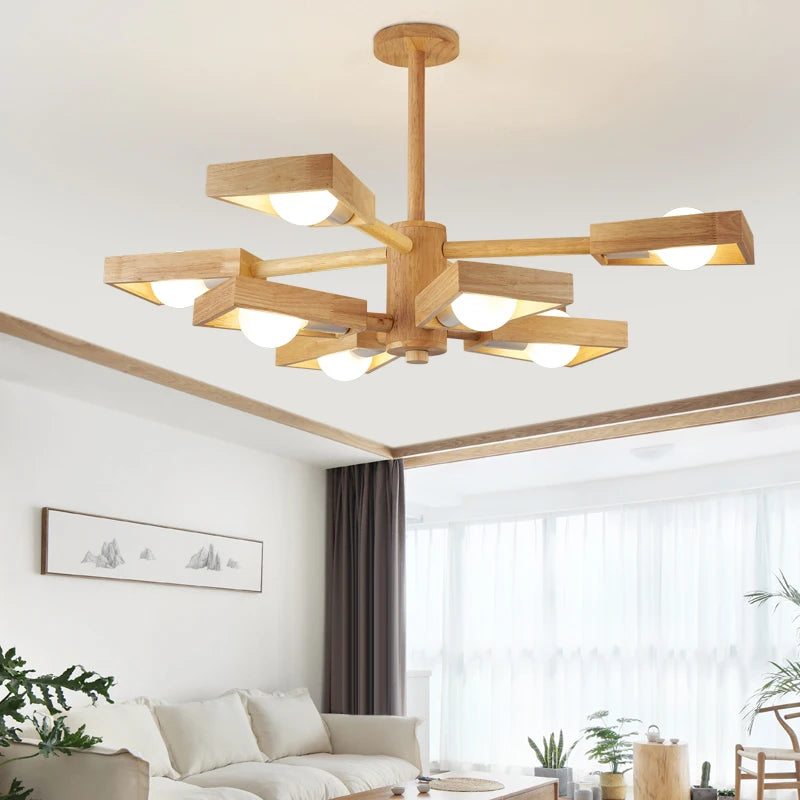 lustre suspendu en bois d'éclairage d'arbre nordique pour décoration - vue 3 sur 10