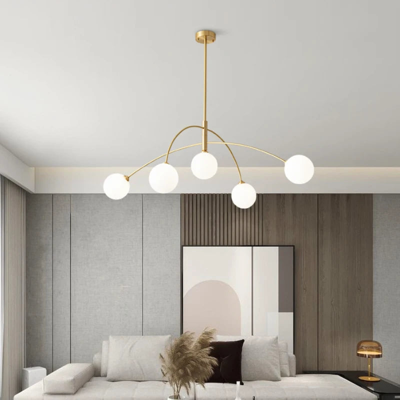 lustre moderne en verre design lampe à led de luxe pour décoration intérieure - vue 3 sur 14