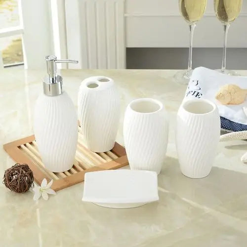 ensemble de fournitures de toilette en céramique cinq pièces - vue 5 sur 5