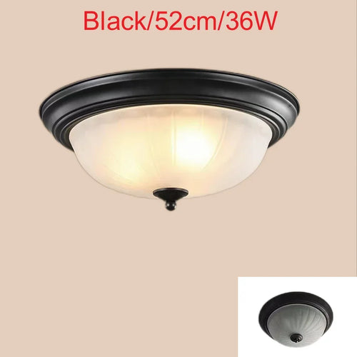 Plafonnier rond or/noir/Bronze plafonnier verre dépoli pour couloir salon cuisine LED lumineuse éclairage 110/220V - vue 10 sur 18