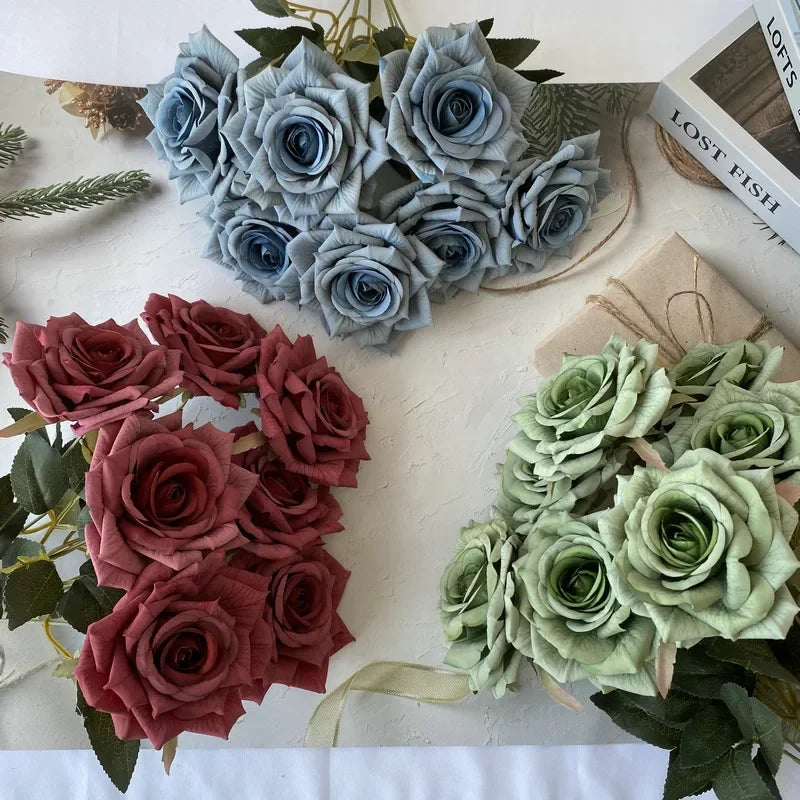 bouquet de roses artificielles en soie pour décoration intérieure - vue 2 sur 17