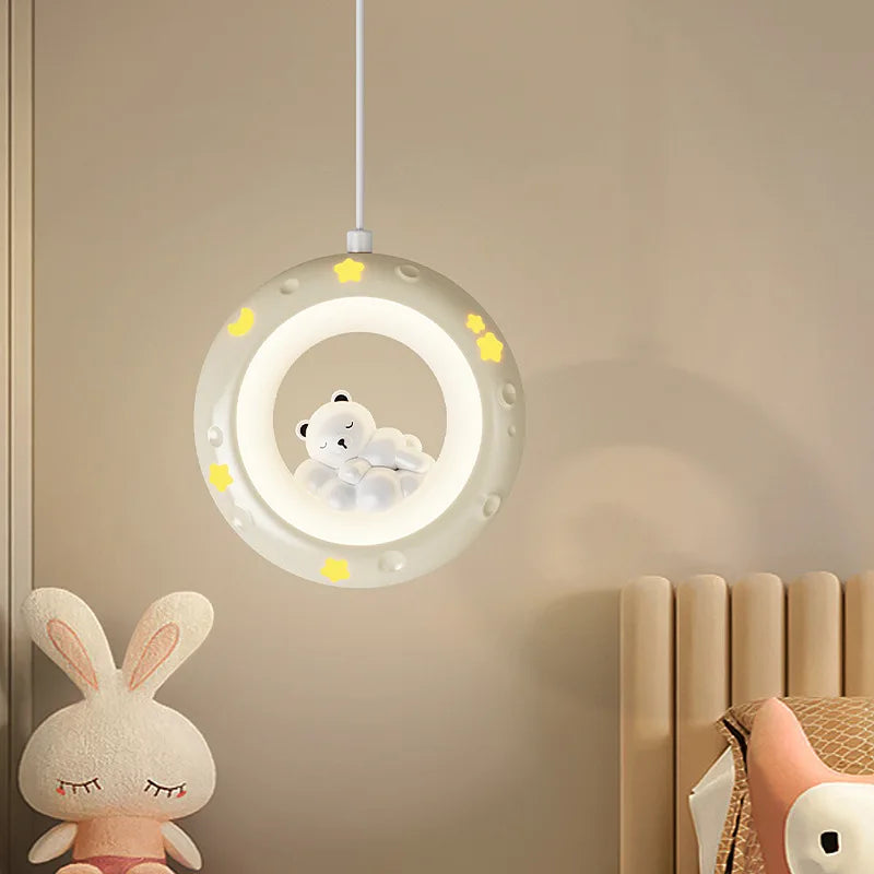 suspension étoile dessin animé pour enfant en résine avec ours et lapin - vue 4 sur 14