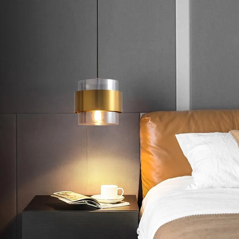 Modern minimalist gold art glass pendant light - vue 6 sur 15