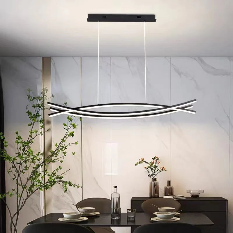 lustre à led en aluminium design moderne réglable en hauteur - vue 5 sur 8