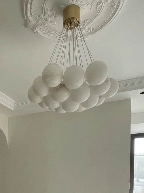 lustre en cuivre de luxe avec marbre naturel espagnol pour décoration moderne - vue 6 sur 7