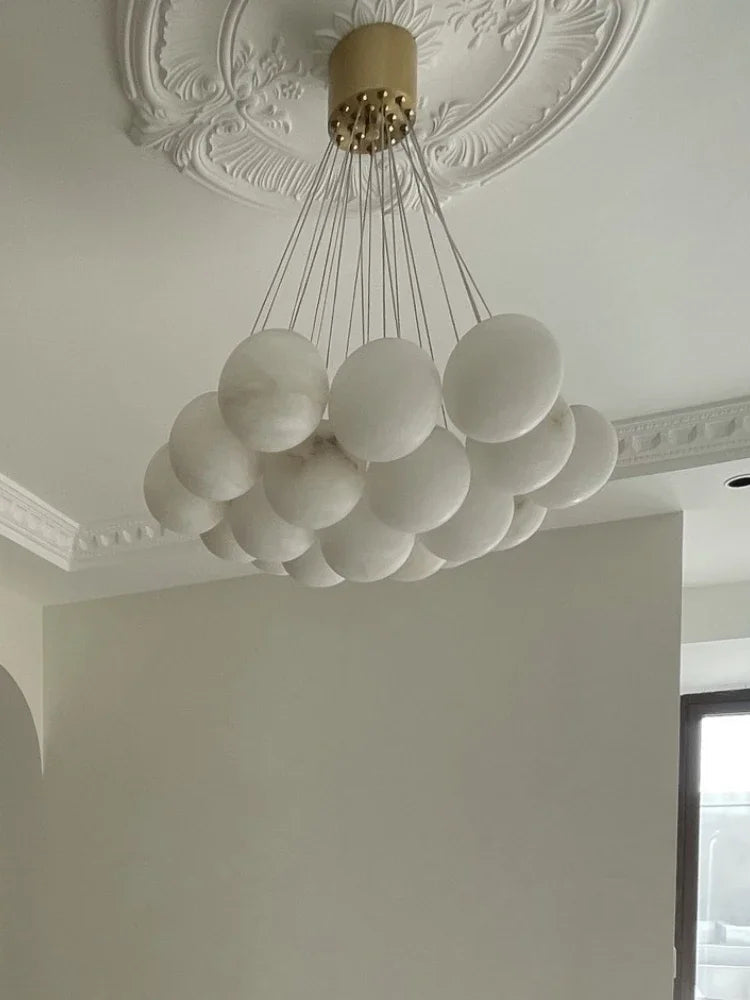 lustre en cuivre de luxe avec marbre naturel espagnol pour décoration moderne - vue 5 sur 7