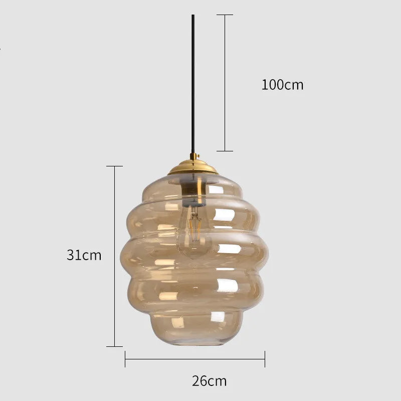 suspension moderne en verre teinté pour décoration intérieure - vue 13 sur 24