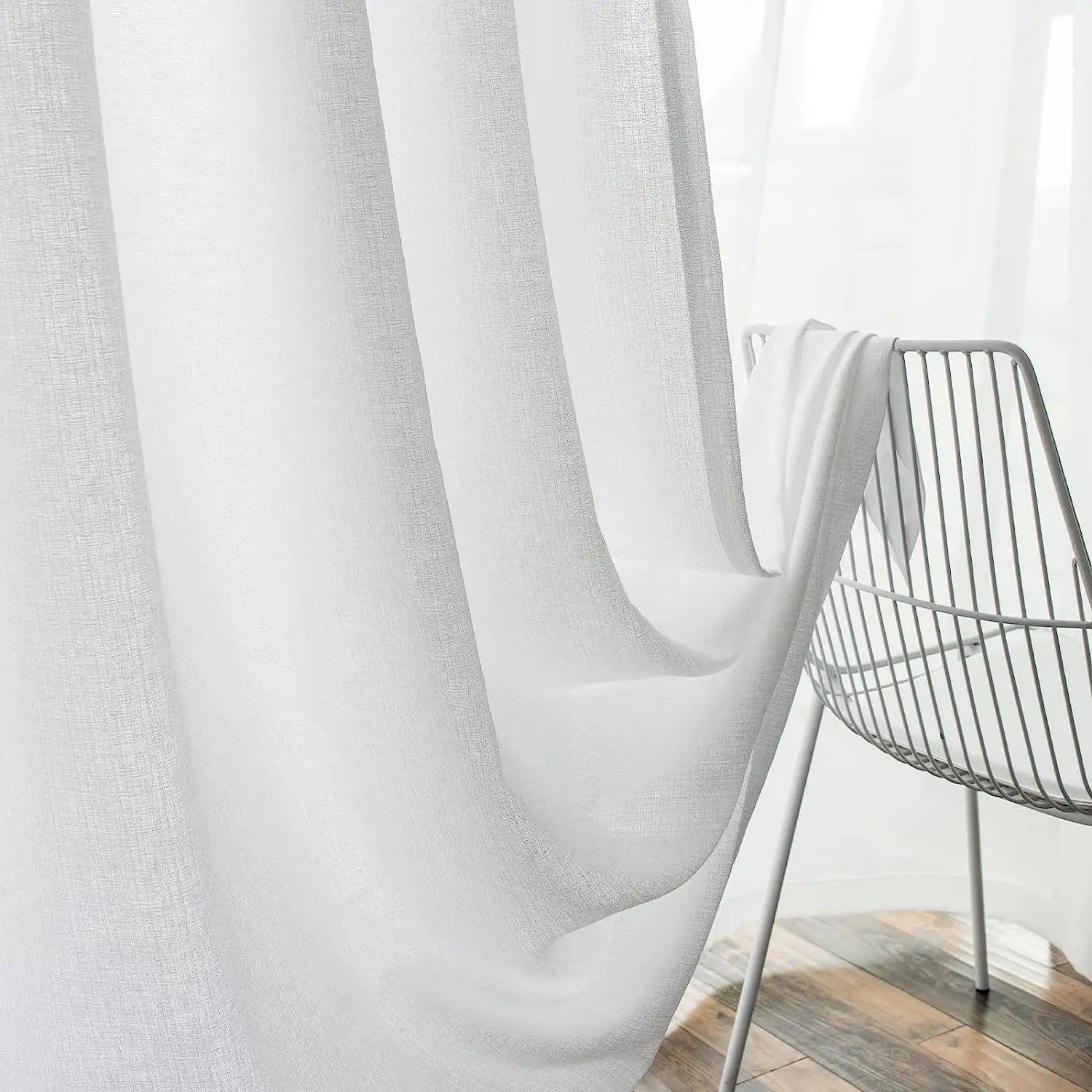 Voilage tulle imitation lin sur mesure style moderne - vue 5 sur 7