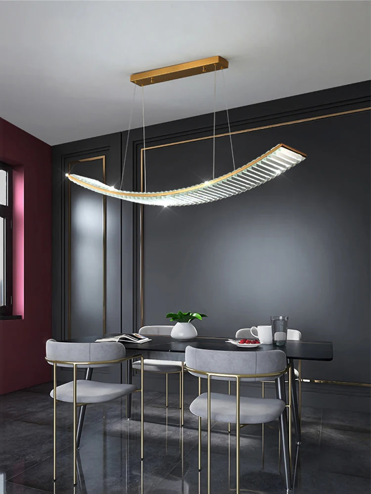 lustre led nordique en cristal pour cuisine moderne - vue 4 sur 8