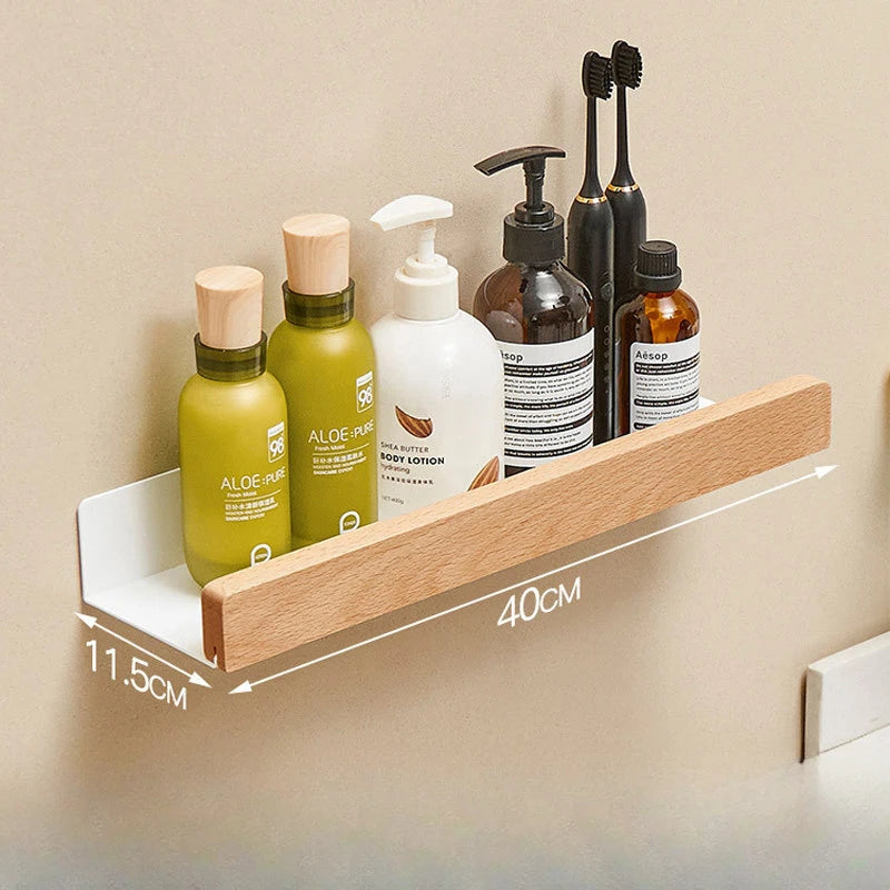 Wall-Mounted bathroom shelf，Punch Storage Holders Racks,floating shelves for wall， living room no-hole punching Storage Shelves - vue 16 sur 16