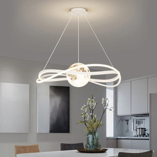 Minimalist Nordic LED chandelier for large art halls - vue 5 sur 14