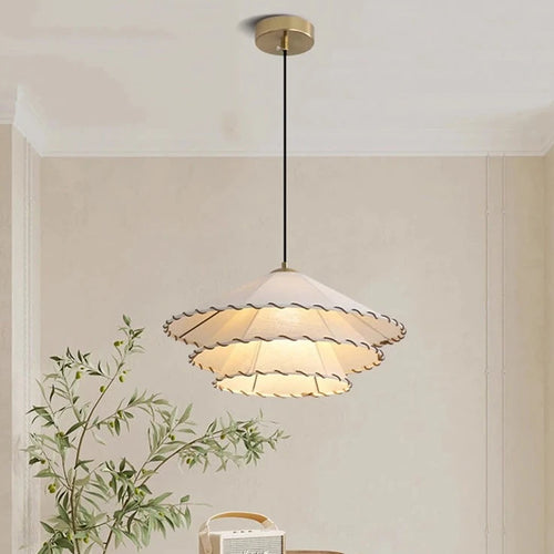 lustre créatif en coton lin avec lumière led nordique