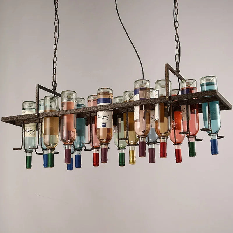 lustre industriel vintage nordique créatif pour bouteille de vin - vue 5 sur 10