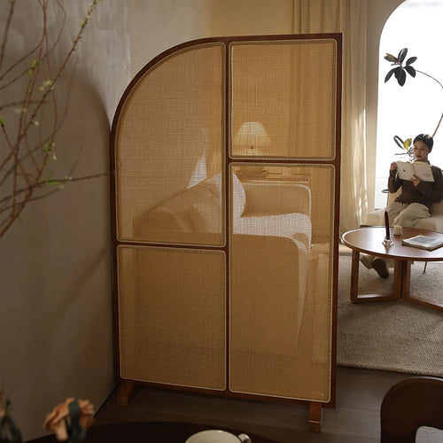 Japanese-style solid wood rattan screen partition is opposite the door to the home, living room entrance is blocked, and mobile - vue 12 sur 29