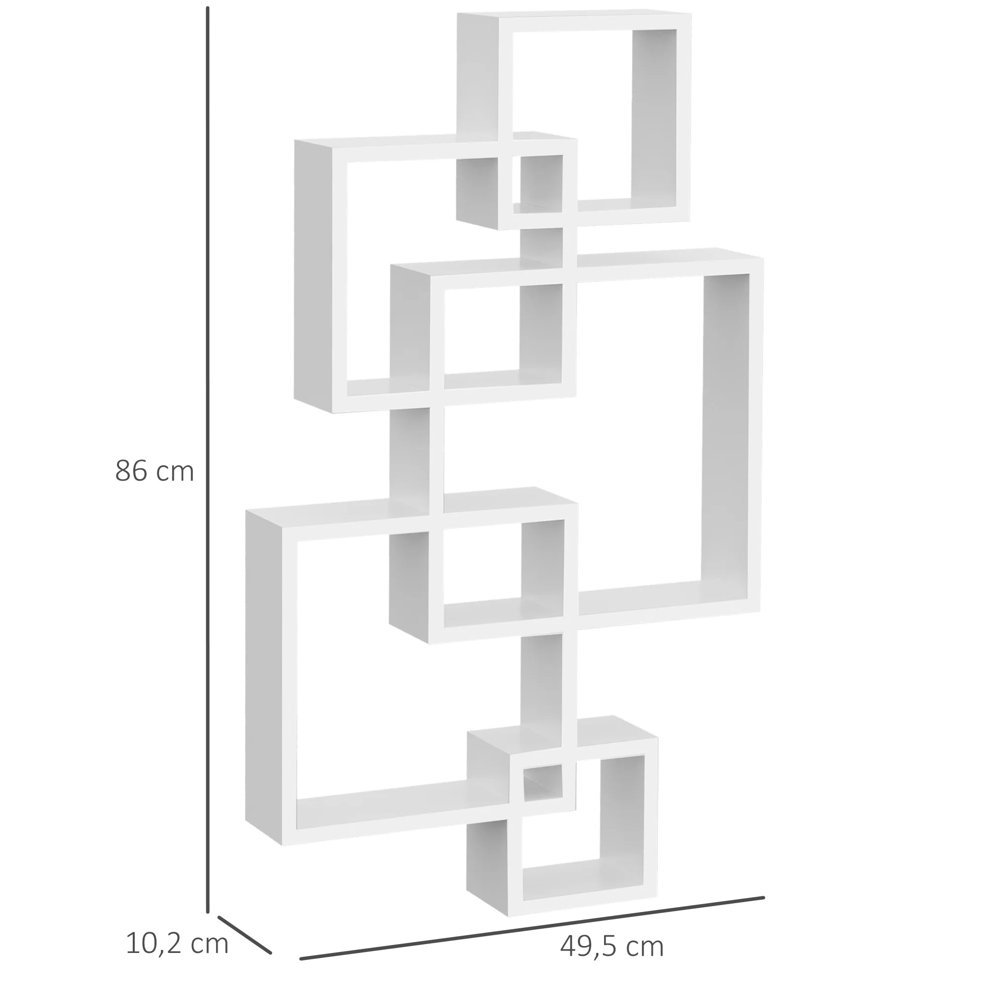 HOMCOM wall shelf with 5 cubes for living room bedroom 49,5x10,2x86 cm - vue 3 sur 6