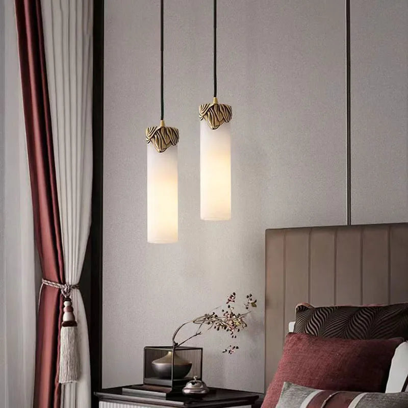 suspension en marbre naturel et cuivre pour intérieur - vue 3 sur 8