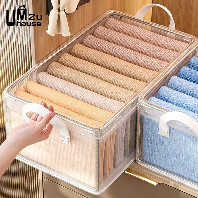 lot de 2 paniers transparents avec cadre en métal pour rangement polyvalent - vue 4 sur 7