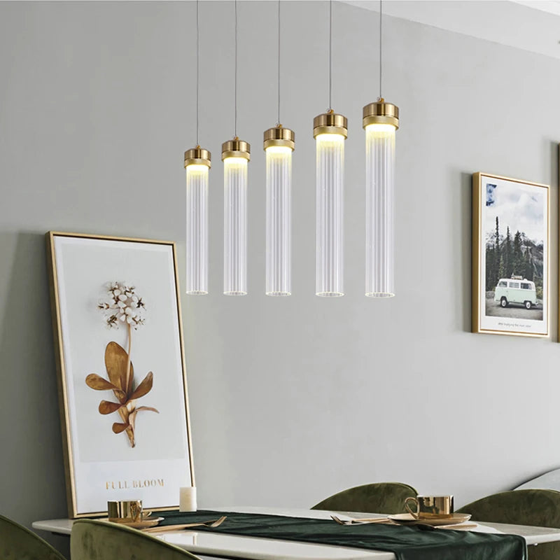lustre en verre rayé minimaliste nordique pour décoration intérieure