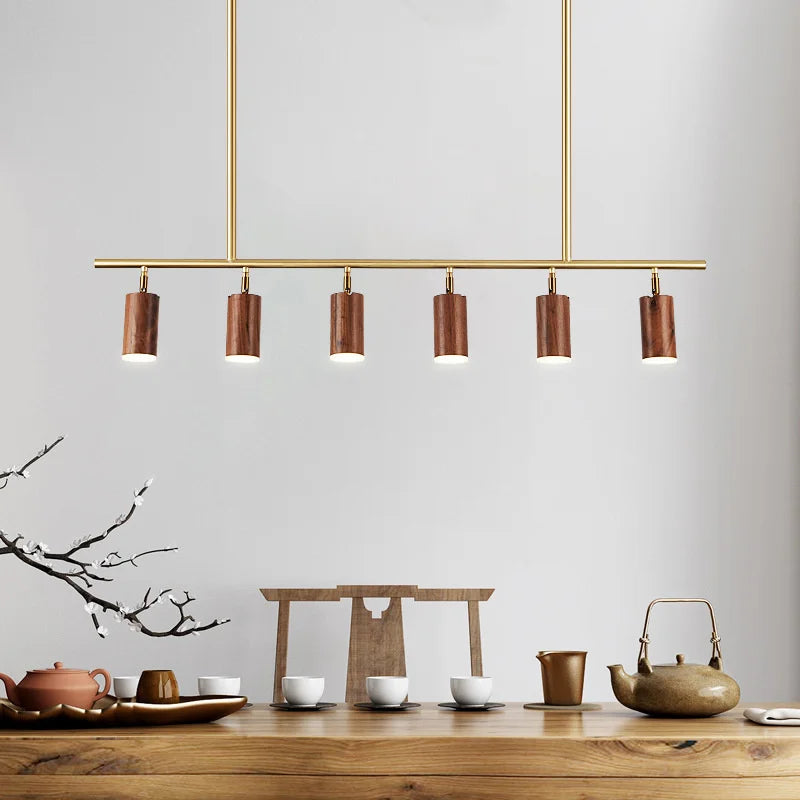 lustre led moderne en bois de noyer pour décoration maison - vue 4 sur 7