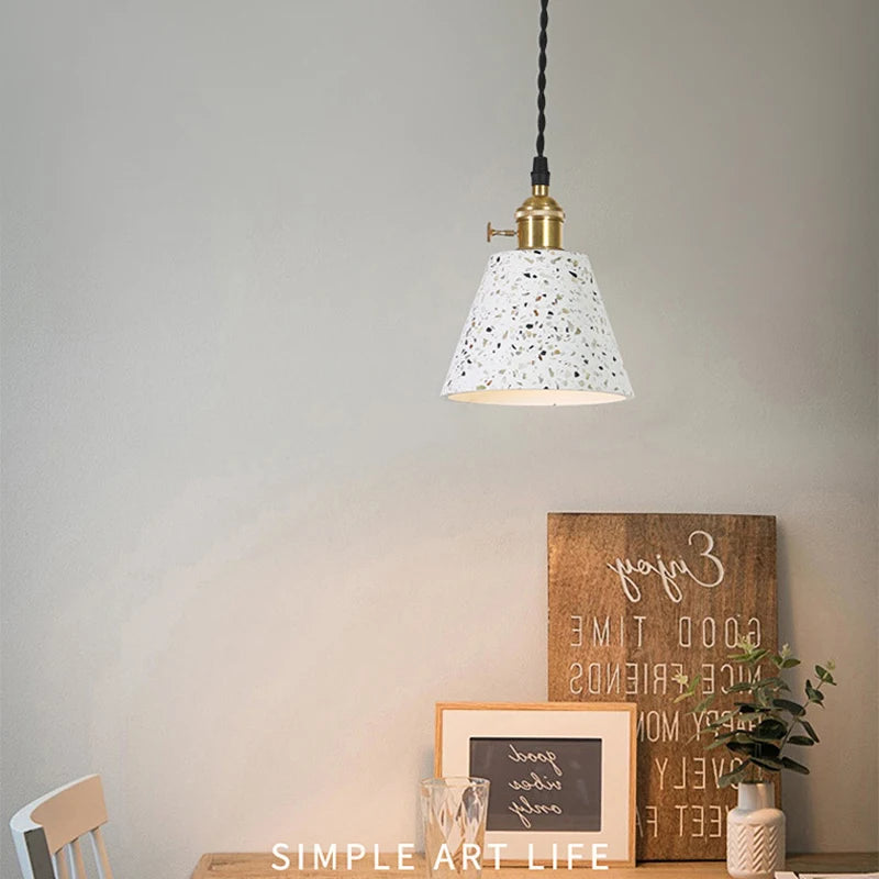 lampe suspension nordique moderne simple en terrazzo - vue 10 sur 9