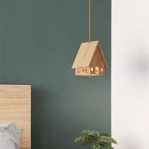 Solid wood minimalistic LED chandelier for children's room - vue 3 sur 6